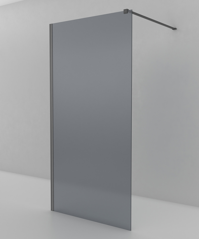 Seia - Paroi de douche fumée fixe avec profilé gunmetal