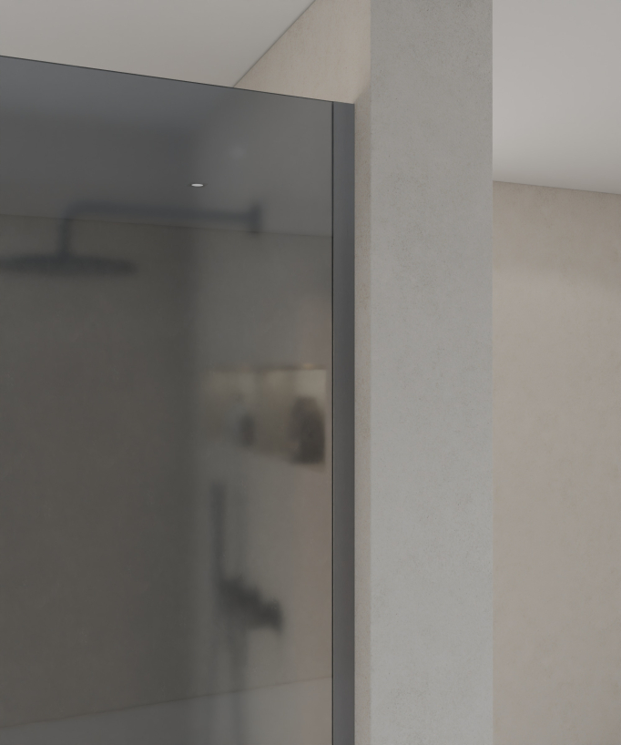 Seia - Paroi de douche fumée fixe avec profilé gunmetal