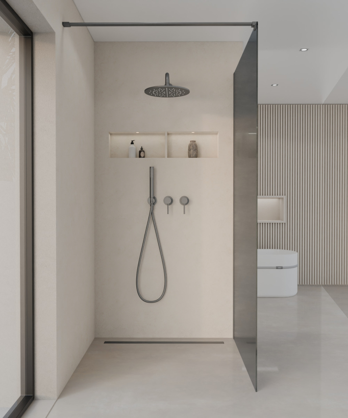 Seia - Paroi de douche fumée fixe avec profilé gunmetal
