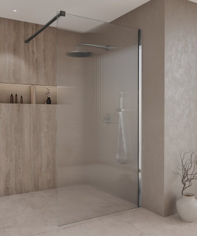 Vizela - Paroi de douche cannelée finition chromé