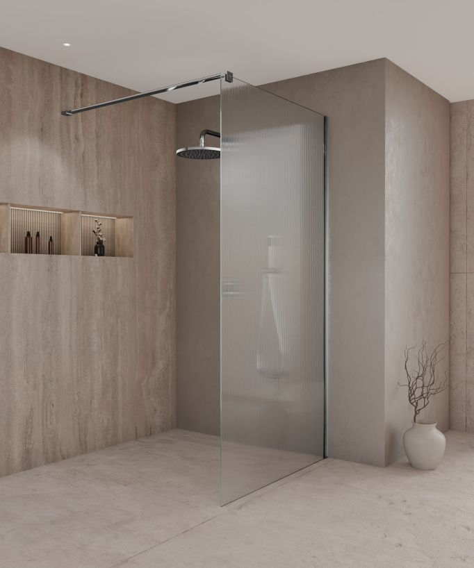Vizela - Paroi de douche cannelée finition chromé