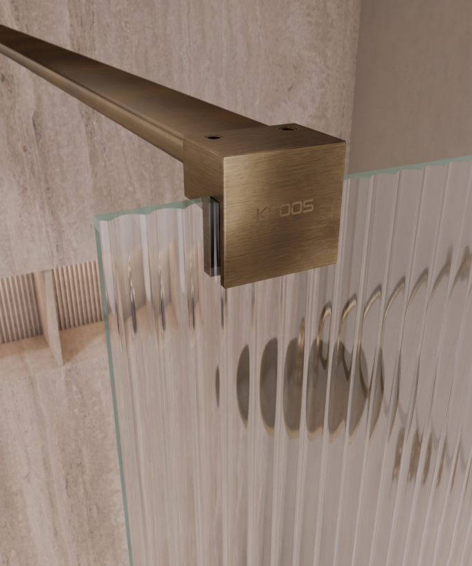 Vizela - Paroi de douche fixe en verre cannelé bronze