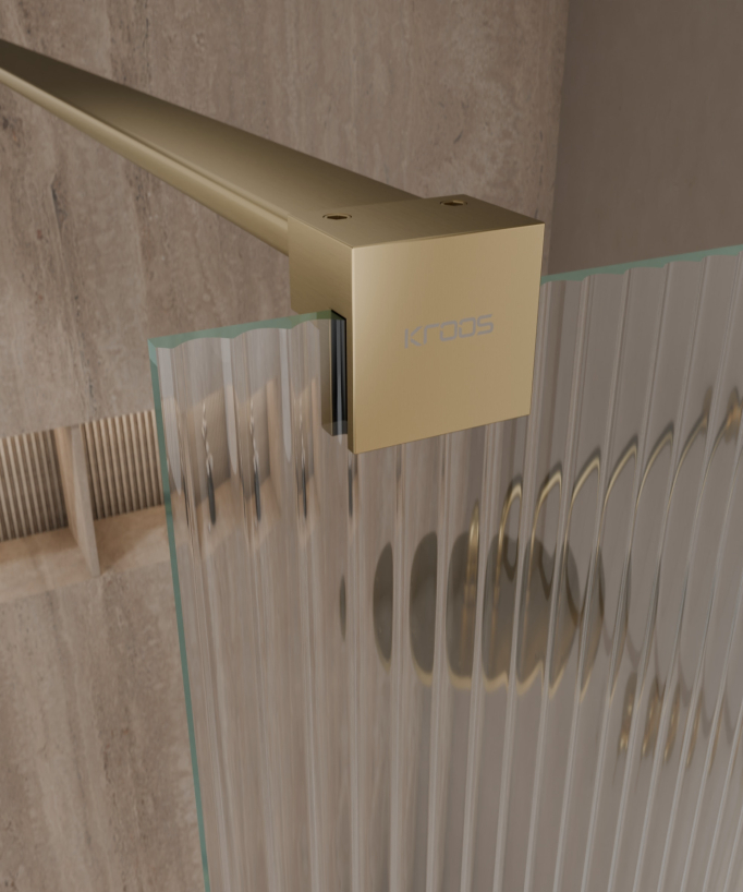 Vizela - Paroi de douche à l'italienne doré brossé en verre trempé cannelé