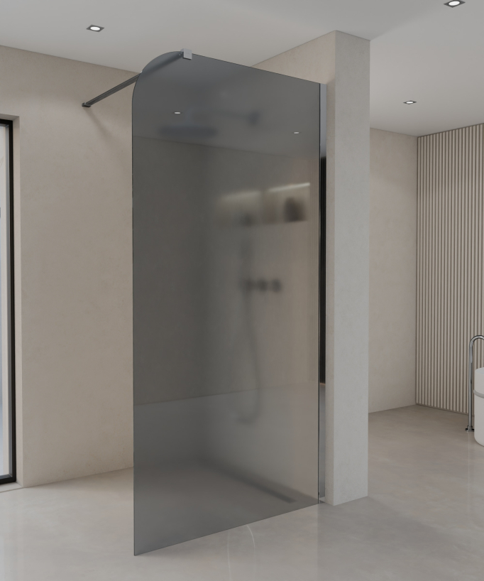 Beja - Paroi de douche fixe en verre fumé, profilé chromé