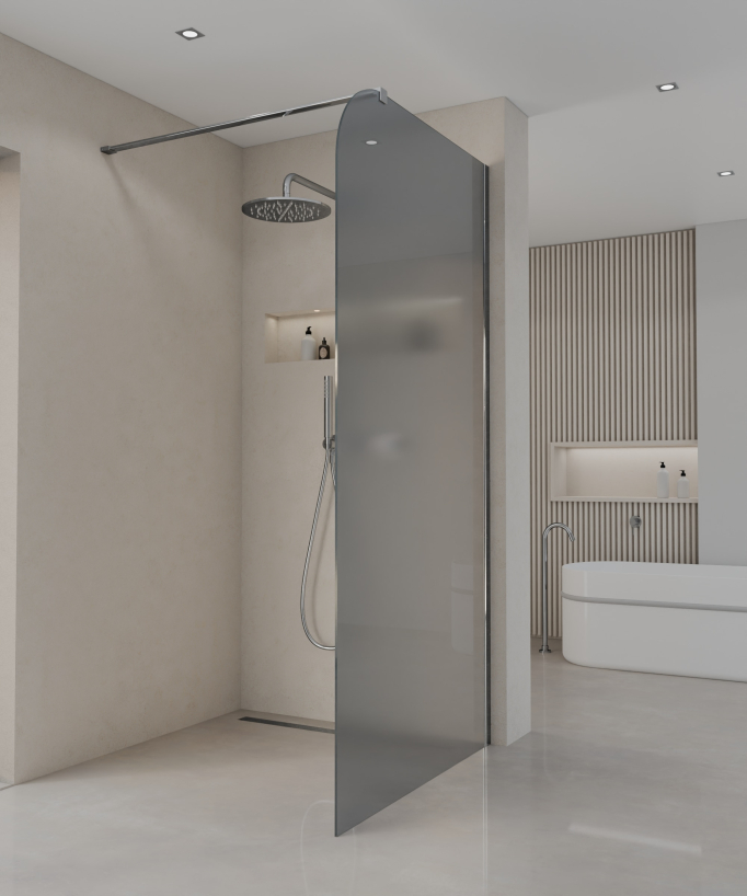 Beja - Paroi de douche fixe en verre fumé, profilé chromé