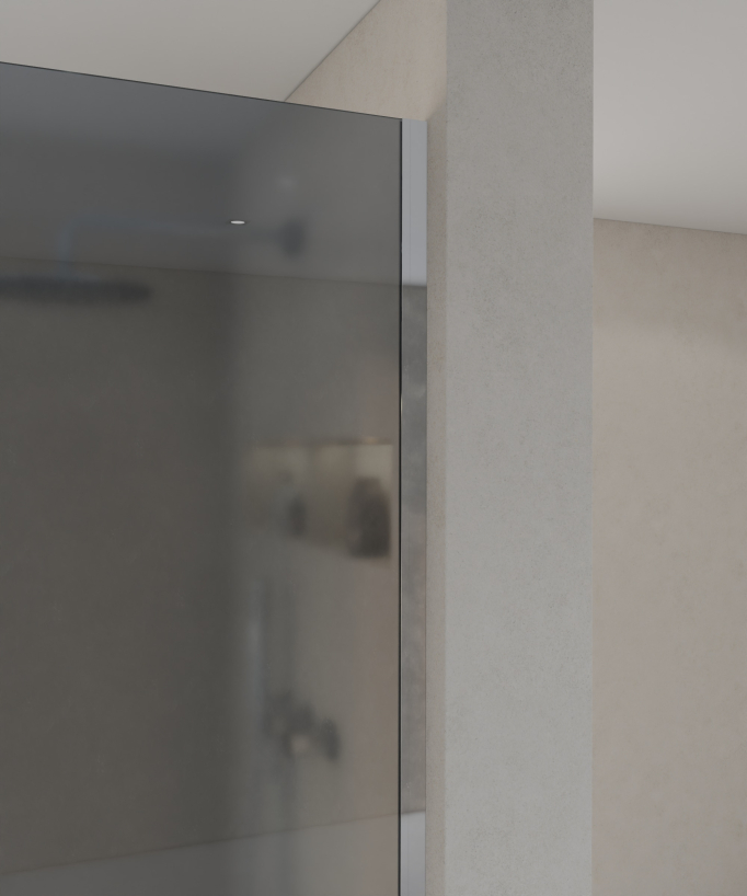 Beja - Paroi de douche fixe en verre fumé, profilé chromé