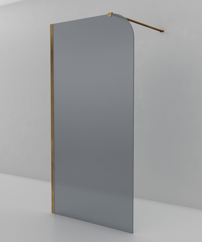 Beja - Paroi de douche fixe en verre fumé, profilé bronze