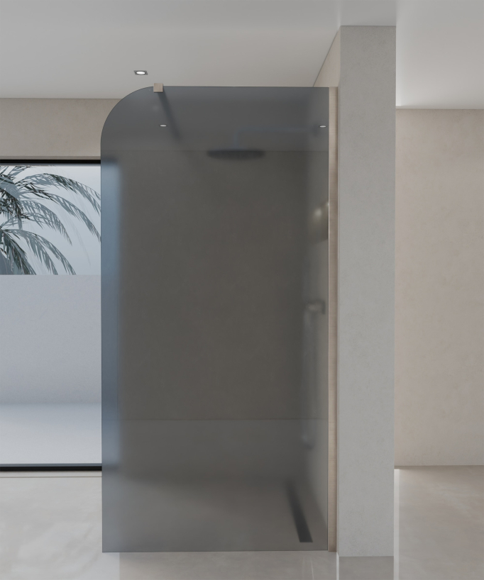 Beja - Paroi de douche fixe en verre fumé, profilé nickel brossé