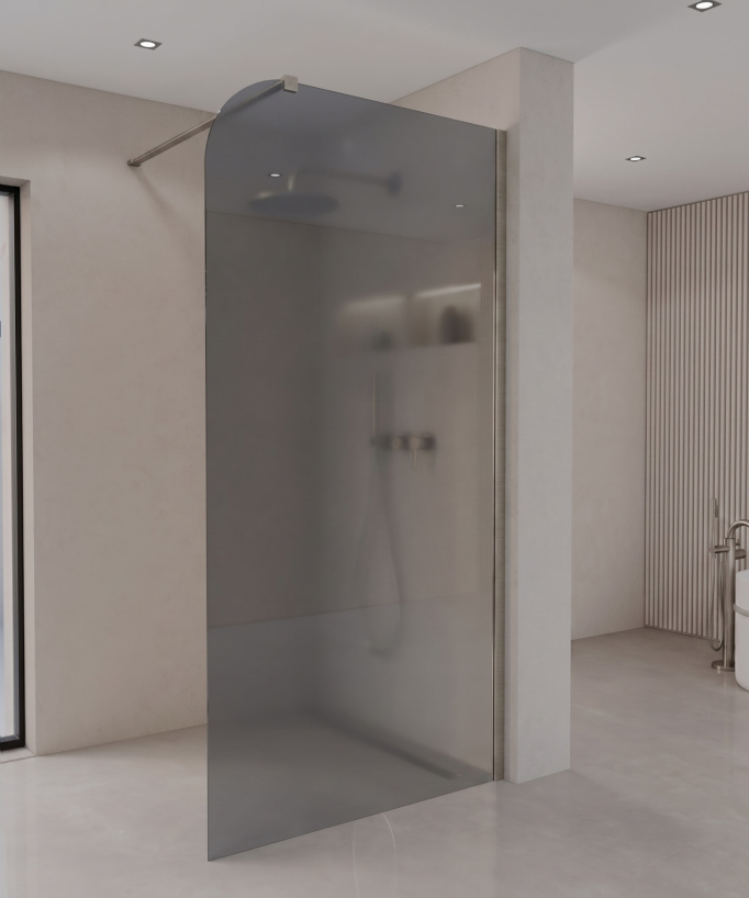 Beja - Paroi de douche fixe en verre fumé, profilé nickel brossé