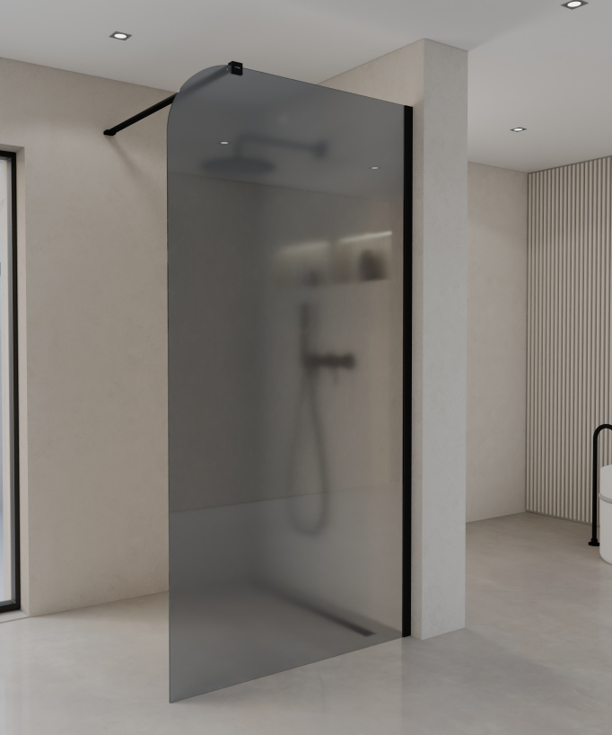 Beja - Paroi de douche fixe verre fumé noir