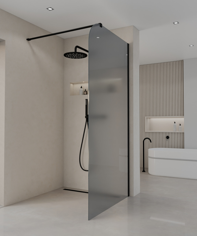 Beja - Paroi de douche fixe verre fumé noir