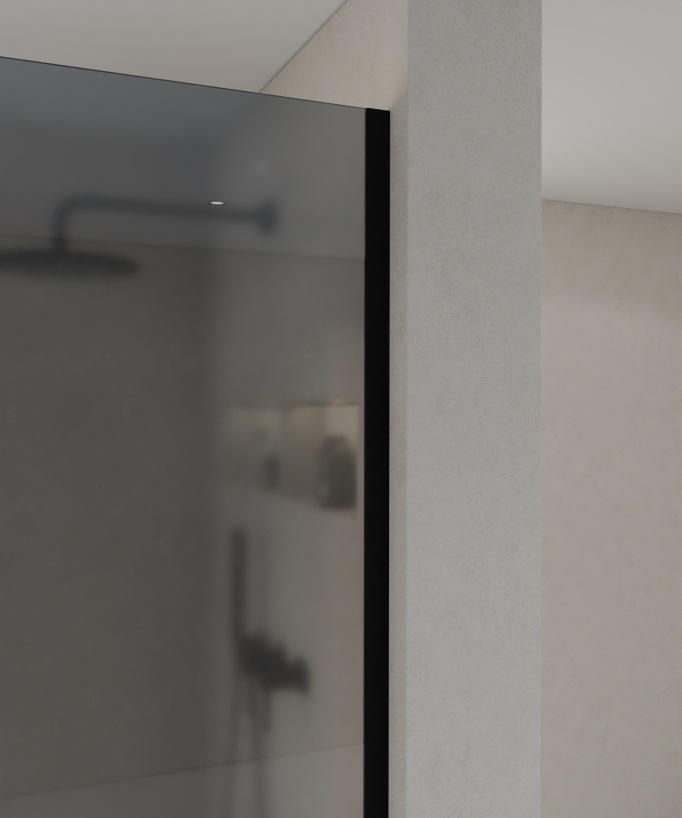 Beja - Paroi de douche fixe verre fumé noir