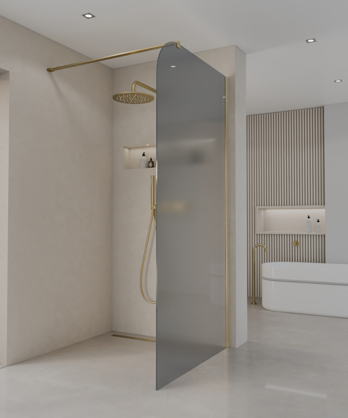 Beja - Paroi de douche doré brossé fumée
