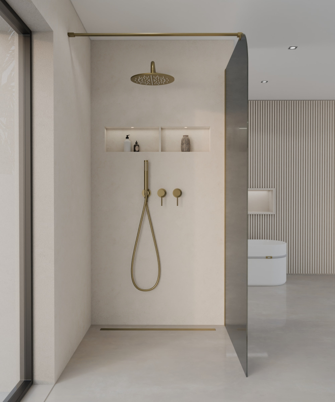 Beja - Paroi de douche doré brossé fumée