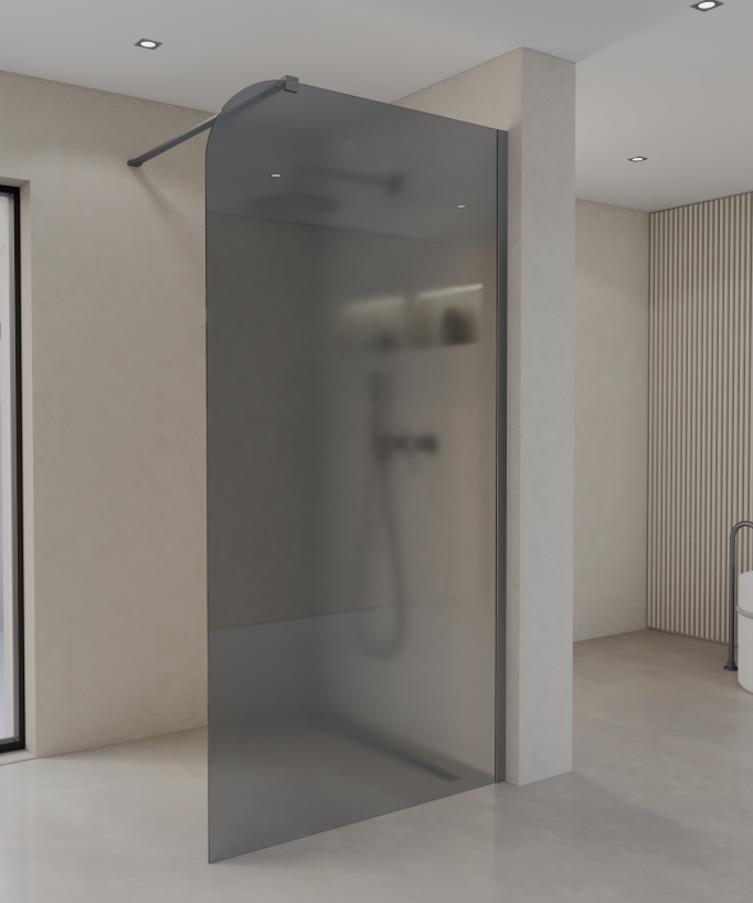 Beja - Paroi de douche verre fumé fixe, profilé gunmetal