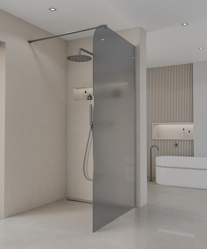 Beja - Paroi de douche verre fumé fixe, profilé gunmetal