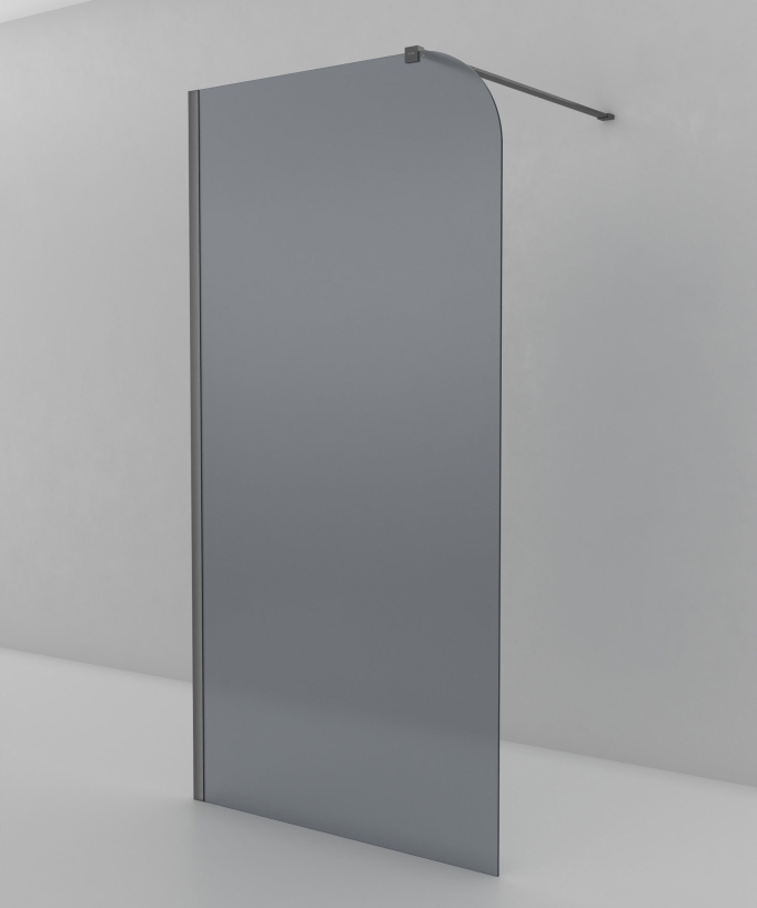Beja - Paroi de douche verre fumé fixe, profilé gunmetal