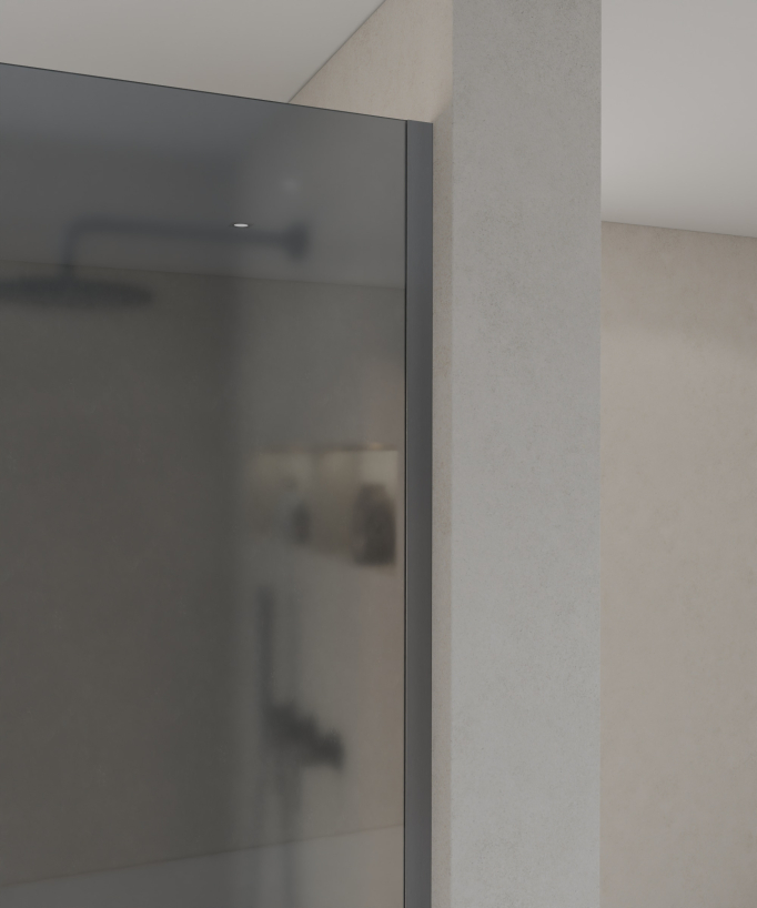 Beja - Paroi de douche verre fumé fixe, profilé gunmetal