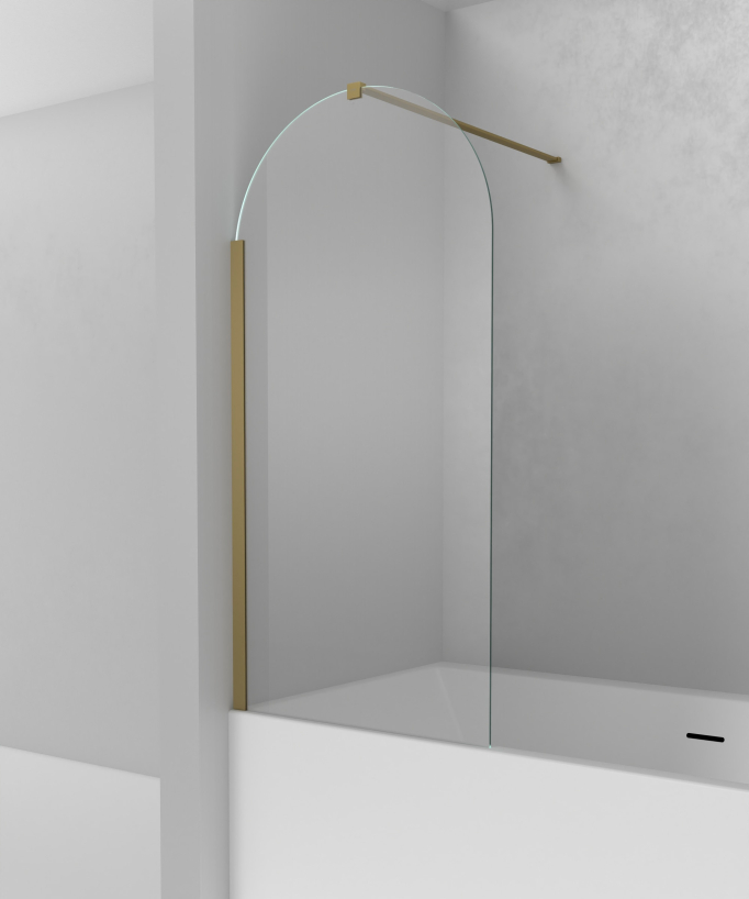 Pare-baignoire fixe 140 x 70 cm profilé doré brossé - Leira