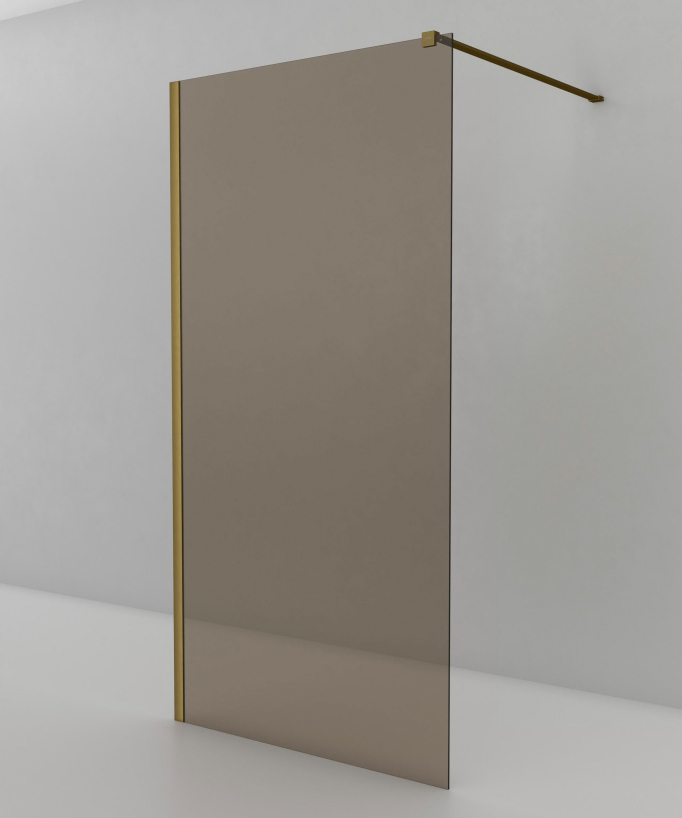 Mira - Paroi de douche fixe en verre fumé café profilé bronze