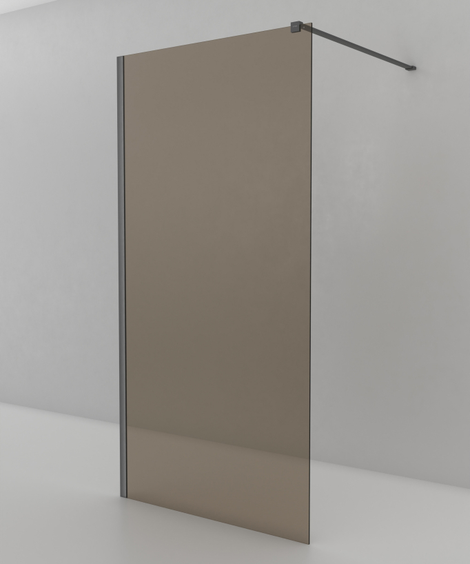 Mira - Paroi de douche fixe fumée café, profilé gunmetal