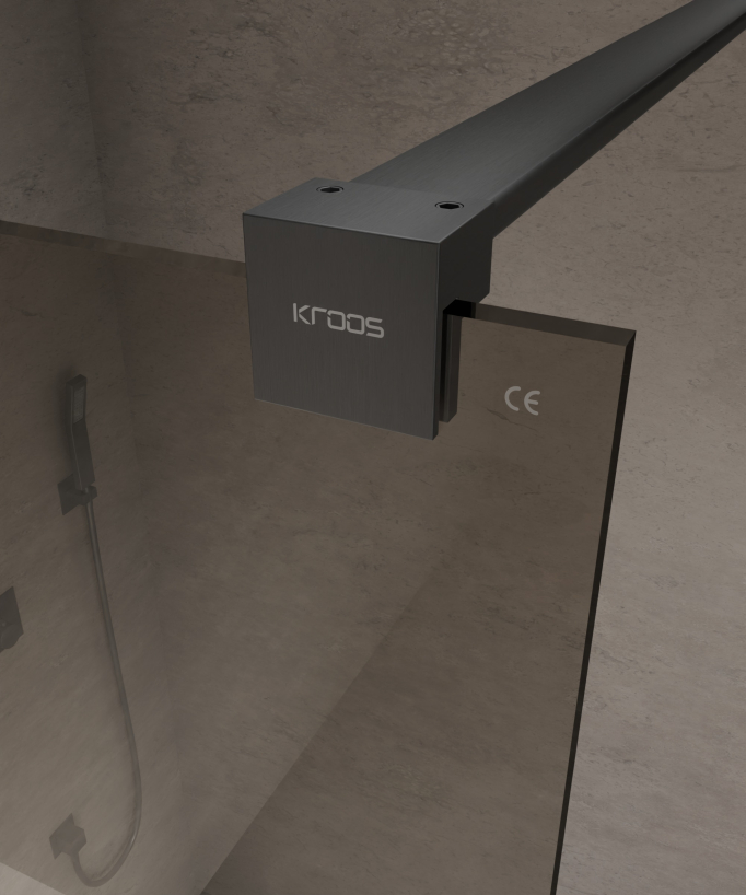 Mira - Paroi de douche fixe fumée café, profilé gunmetal