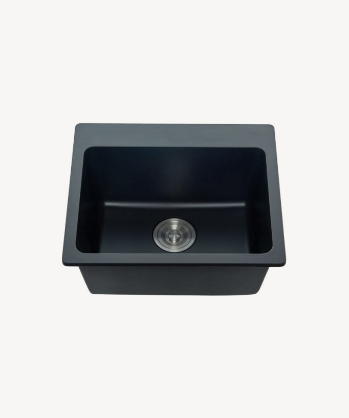 Evier de cuisine simple 500 mm - granit noir mat - Alto