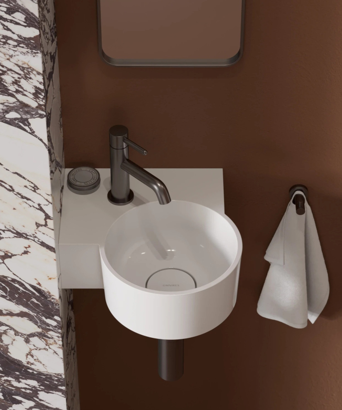 Ovo - Lave-mains suspendu rond Blanc brillant