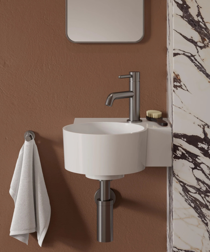 Ovo - Lave-mains suspendu rond Blanc brillant