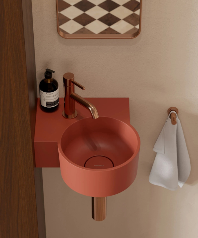 Ovo - Lave-mains suspendu rond Terracota