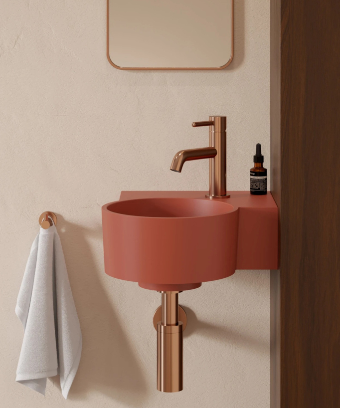 Ovo - Lave-mains suspendu rond Terracota