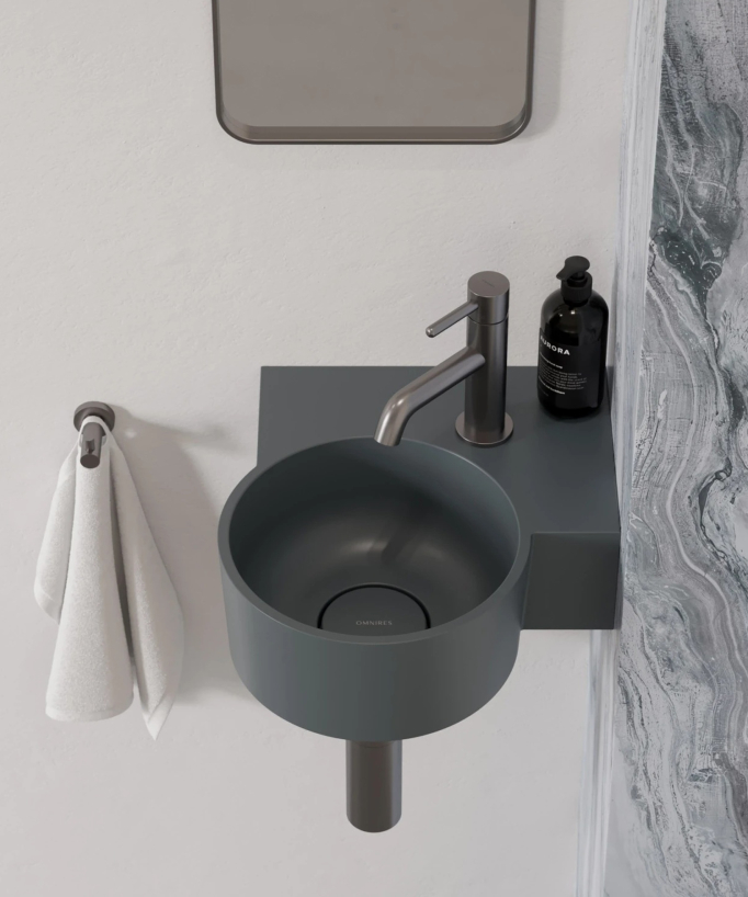 Ovo - Lave-mains suspendu rond Gris
