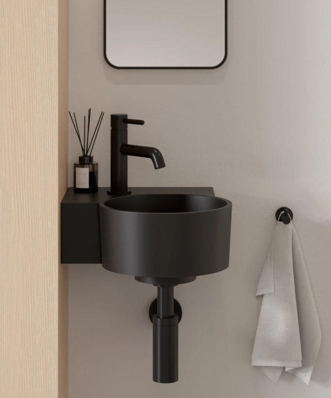 Ovo - Lave-mains suspendu rond Noir