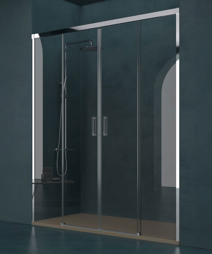 Paroi de douche portes coulissantes chromé avec profilés en aluminium chromé