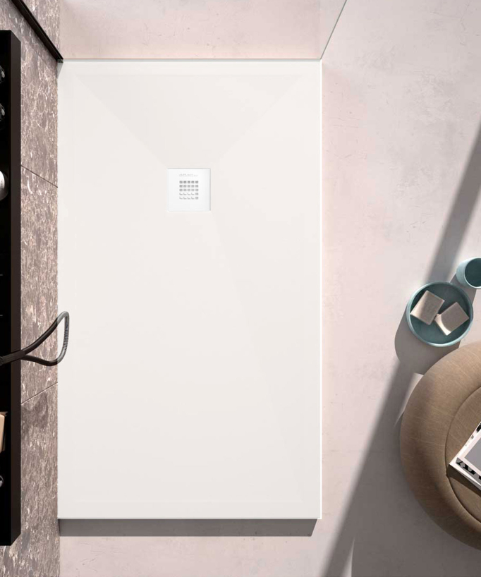 Receveur de douche Blanc lisse Stone Plus, grille de couleur