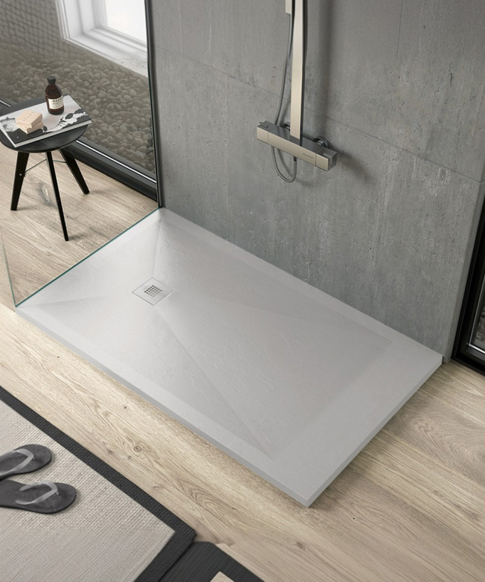 Receveur de douche Gris 7035, finition ardoise Stone Plus, grille de couleur