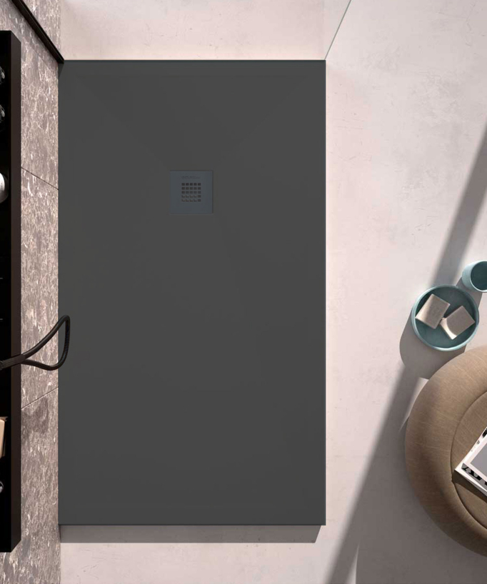 Receveur de douche lisse anthracite Stone Plus, grille de couleur