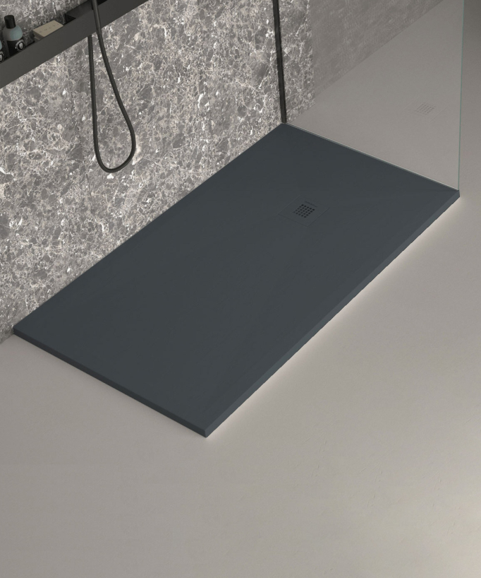 Receveur de douche anthracite finition Ardoise Stone Plus, grille de couleur