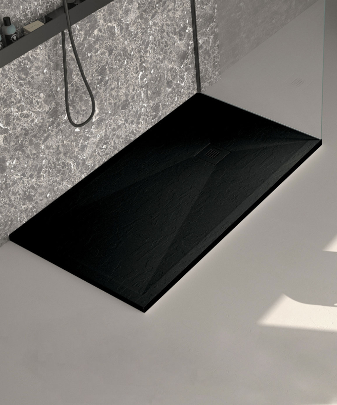Receveur de douche noir ardoise Stone Plus, grille de couleur