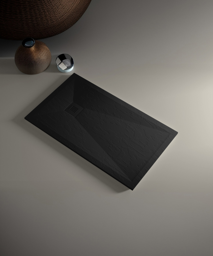 Receveur de douche noir ardoise Stone Plus, grille de couleur