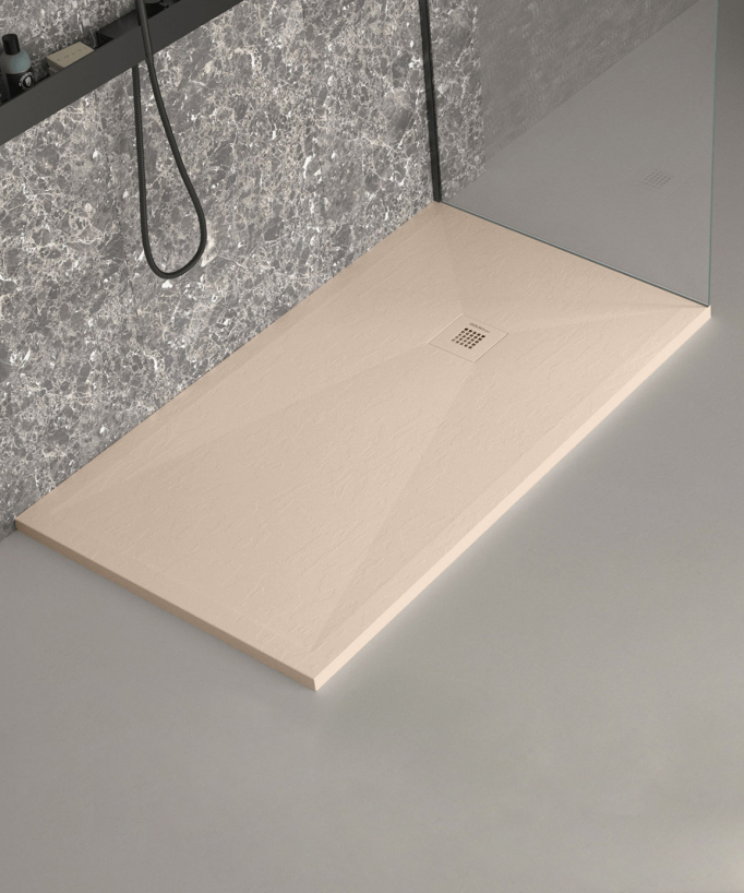 Receveur de douche Crème, finition Ardoise Stone Plus, grille de couleur