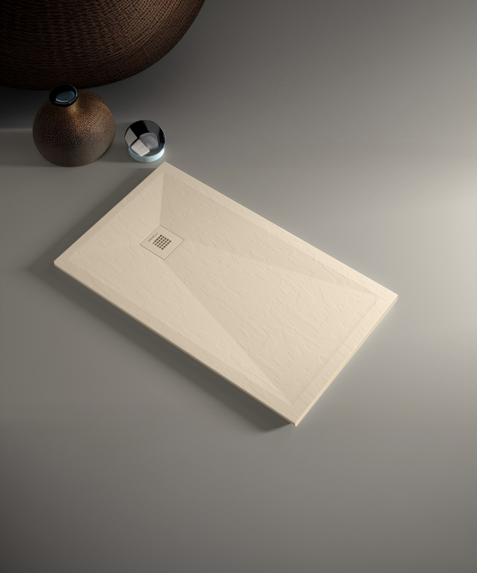 Receveur de douche Crème, finition Ardoise Stone Plus, grille de couleur