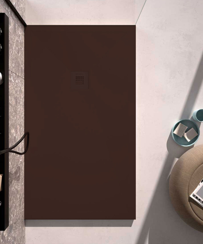 Receveur de douche chocolat lisse Stone Plus