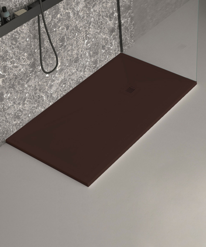 Receveur de douche chocolat lisse Stone Plus