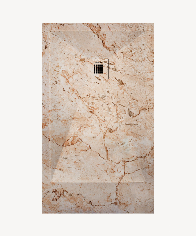Receveur de douche Jaspe, finition Lisse Stone 3D, grille de couleur