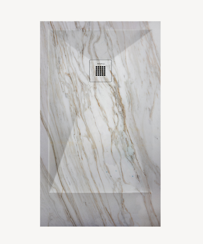 Receveur de douche Marbre Veiné, finition Lisse Stone 3D, grille de couleur