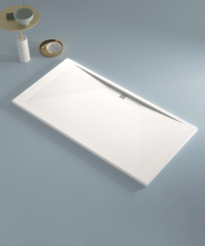 Receveur de douche Blanc, Ardoise Stone SIDE, grille de couleur