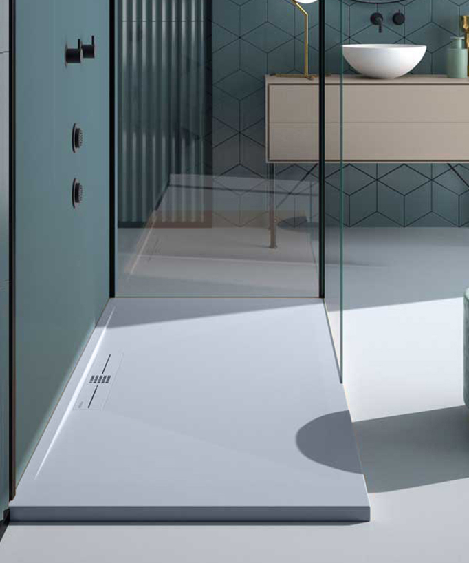 Receveur de douche Gris, Lisse Stone SIDE, grille de couleur