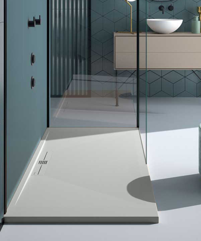 Receveur de douche Gris 7035, Lisse Stone SIDE, grille de couleur