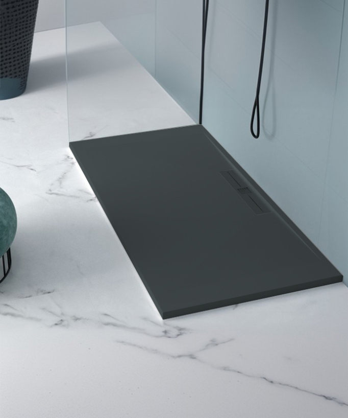 Receveur de douche Anthracite, Lisse Stone SIDE, grille de couleur